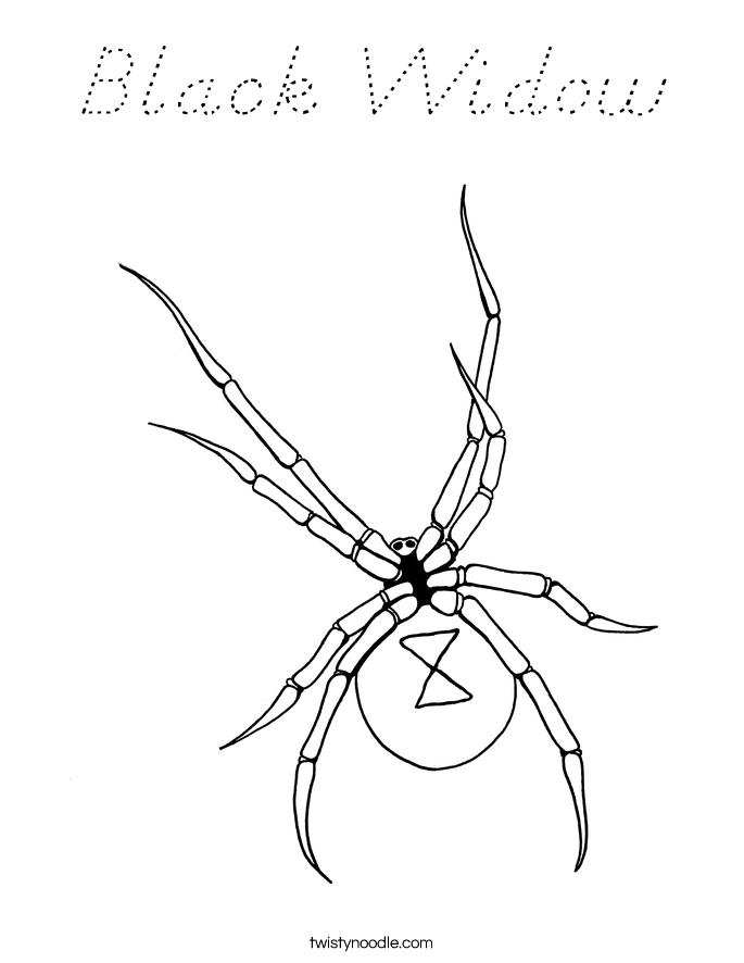 Black Widow Coloring Page - D'Nealian - Twisty Noodle