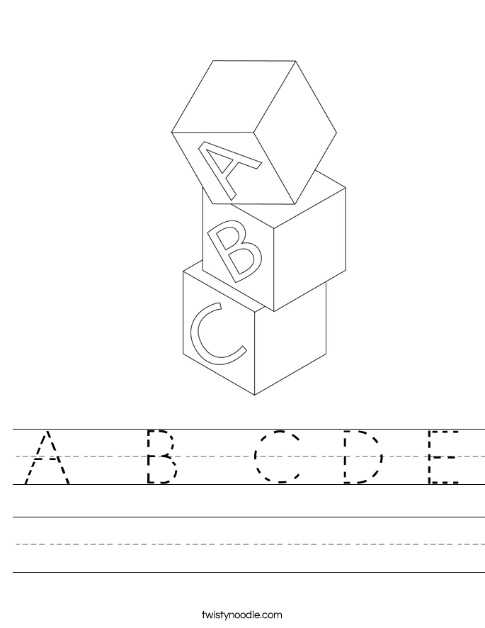 A B C D E Worksheet - Twisty Noodle