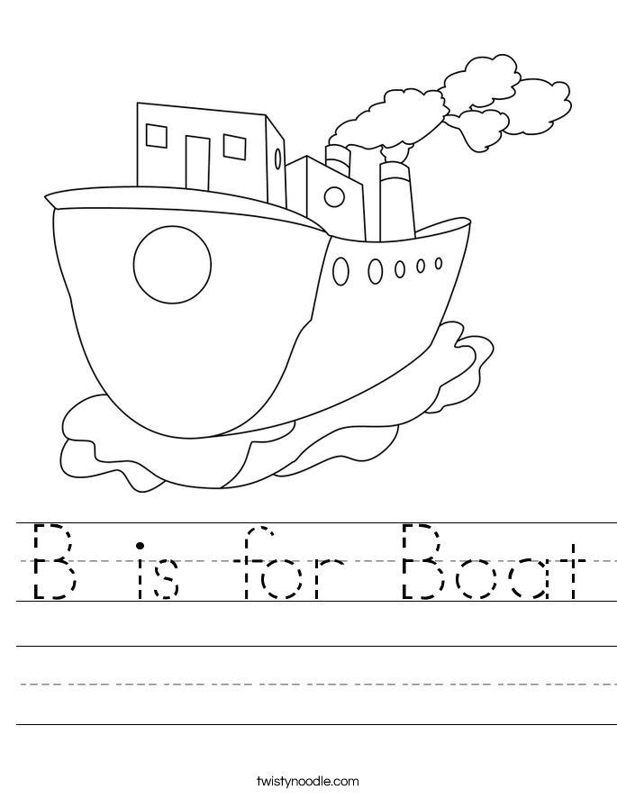 B is for Boat Worksheet - Twisty Noodle