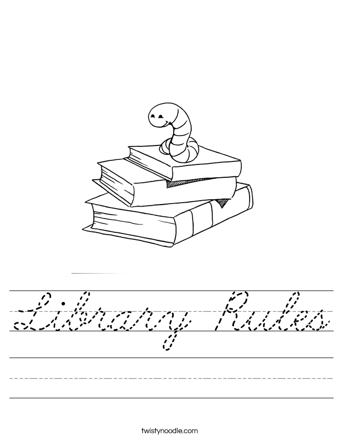 Library Rules Worksheet Cursive Twisty Noodle Library Rules Worksheet Cursive Twisty Noodle