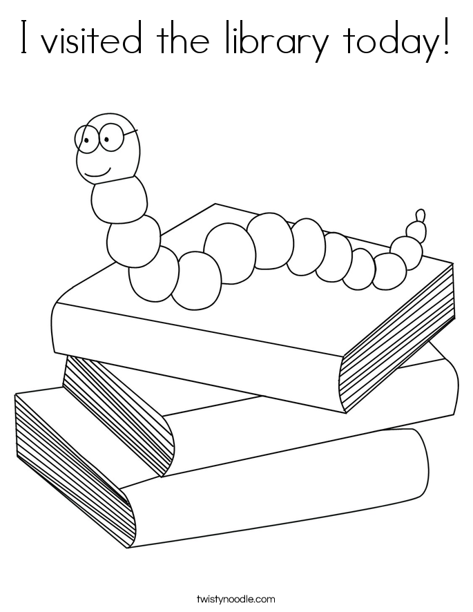 I visited the library today Coloring Page Twisty Noodle