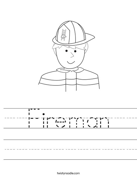 Fireman Worksheet - Twisty Noodle