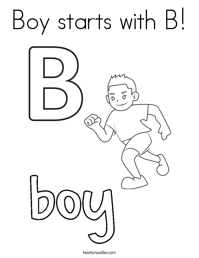 Boy starts with B Coloring Page - Twisty Noodle
