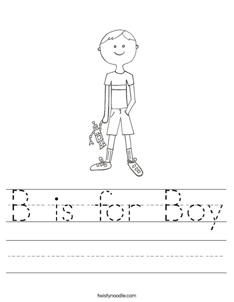 B Is For Boy Worksheet - Twisty Noodle