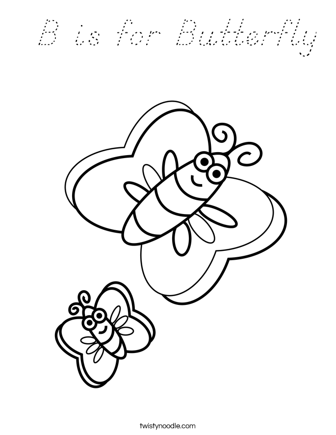 b for butterfly coloring pages - photo #13