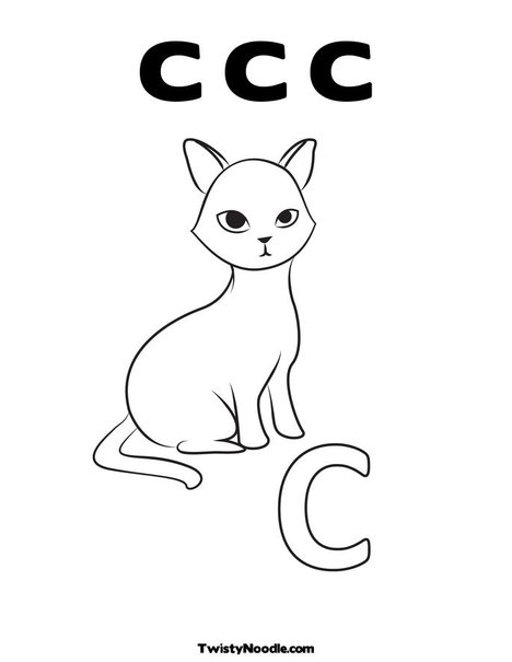 C Cat Coloring Page