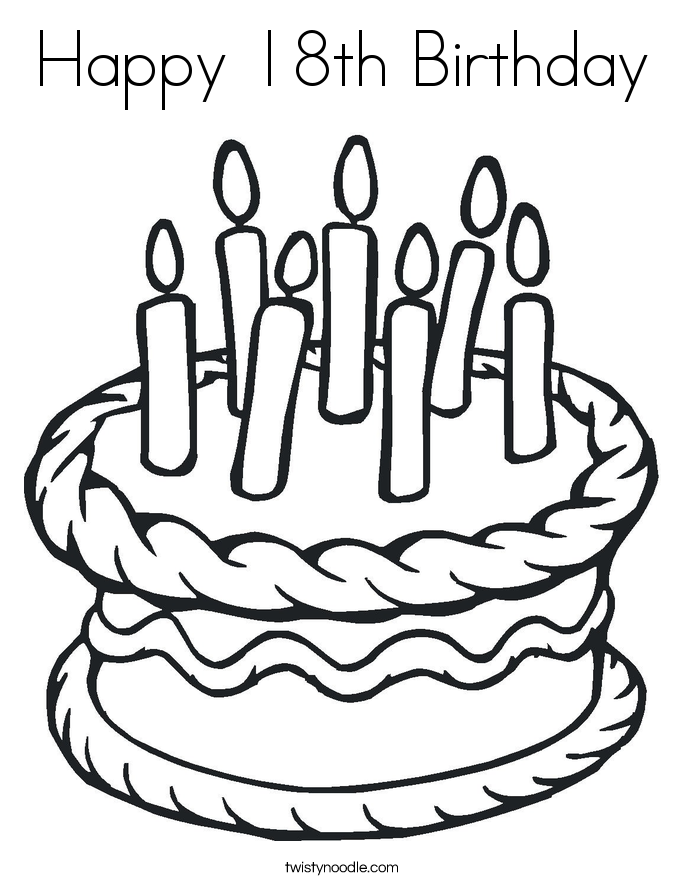 Happy 18th Birthday Coloring Page - Twisty Noodle