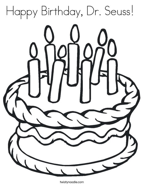 Gambar Happy Birthday Dr Seuss Coloring Page Twisty Noodle Cake 7 Di 