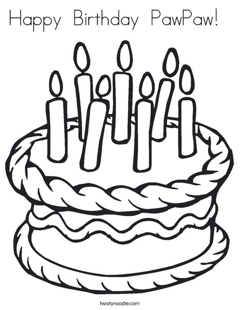 Happy Birthday PawPaw Coloring Page - Twisty Noodle