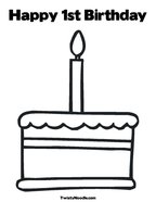 Happy 1st Birthday Coloring Page