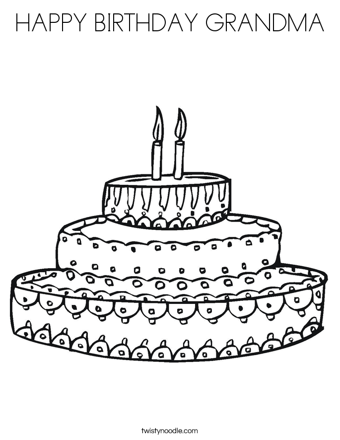 HAPPY BIRTHDAY GRANDMA Coloring Page - Twisty Noodle