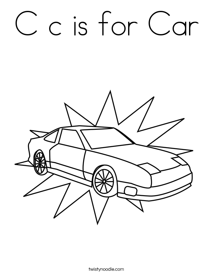 C c is for Car Coloring Page Twisty Noodle