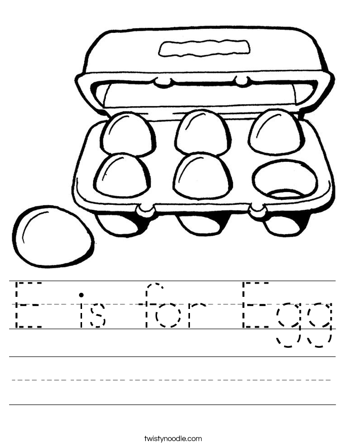 E is for Egg Worksheet - Twisty Noodle