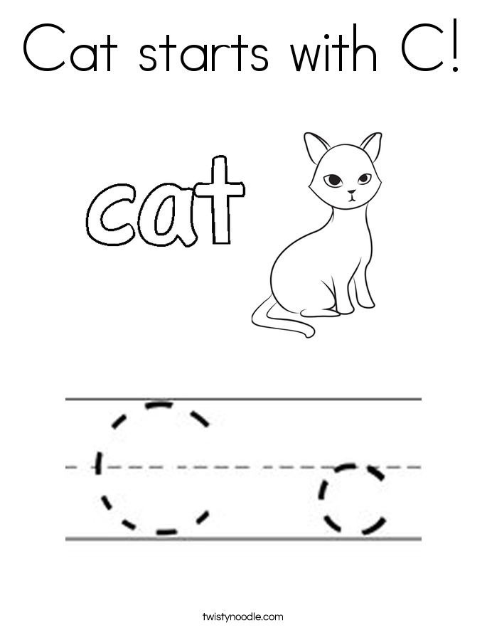 Cat starts with C Coloring Page - Twisty Noodle