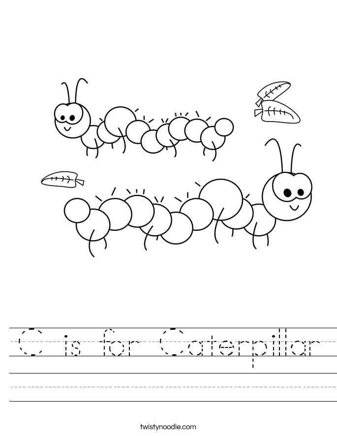 C is for Caterpillar Worksheet Twisty Noodle