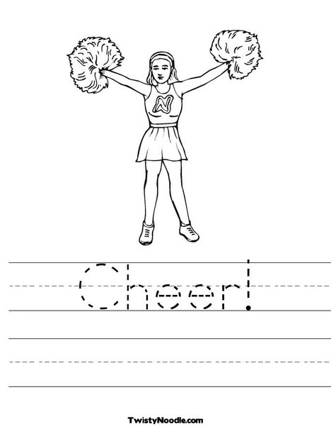 Cheerleader with Pom Poms Worksheet