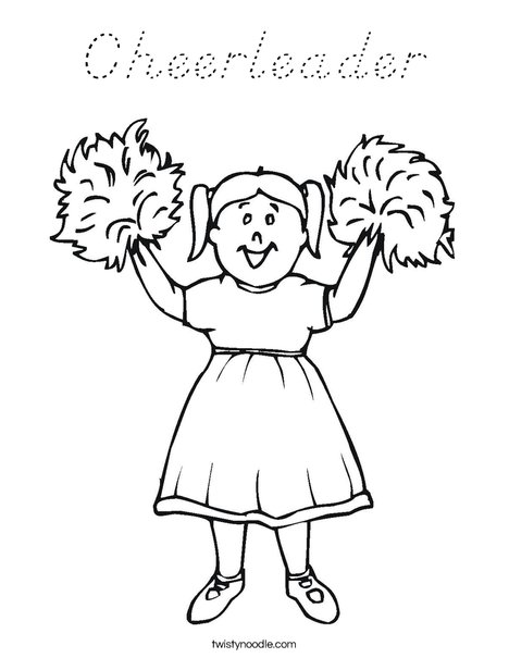 Cheerleader Coloring Page - D'Nealian - Twisty Noodle