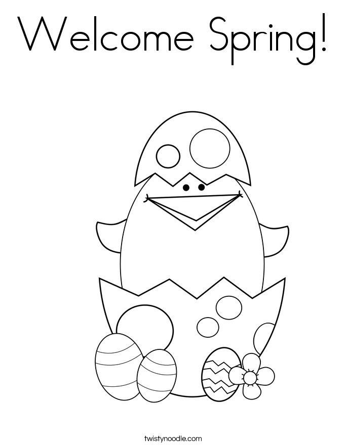 Welcome Spring Coloring Page - Twisty Noodle