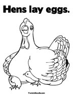 Hens lay eggs Coloring Page