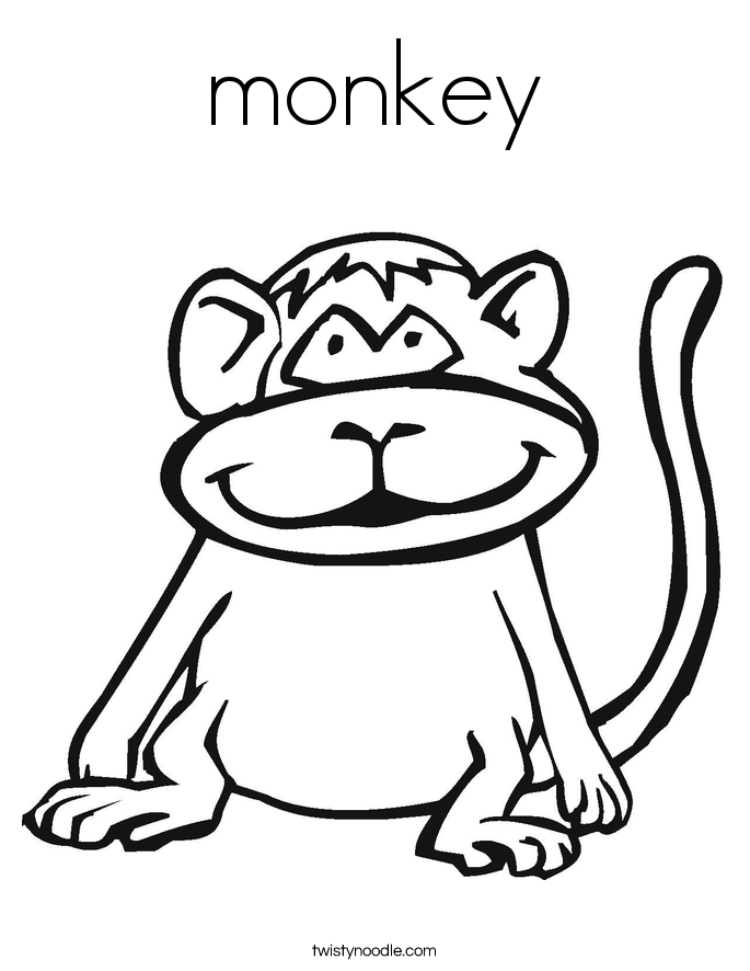 monkey Coloring Page - Twisty Noodle