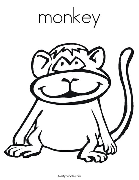 monkey Coloring Page - Twisty Noodle