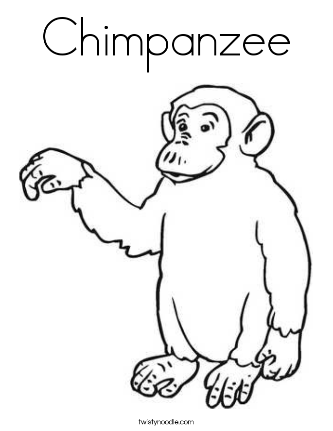 Chimpanzee Coloring Page - Twisty Noodle