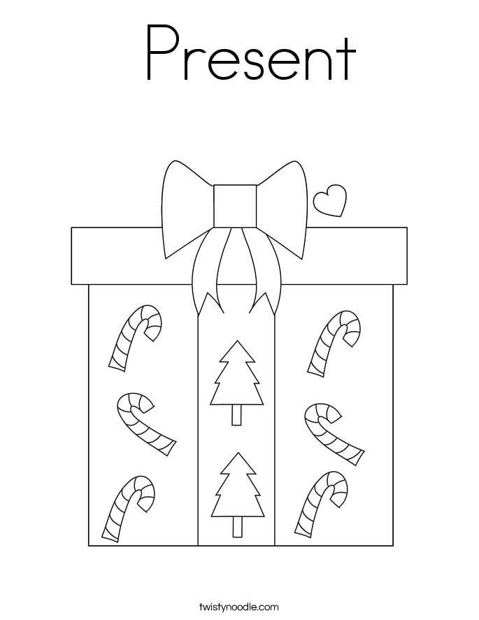 Present Coloring Page - Twisty Noodle