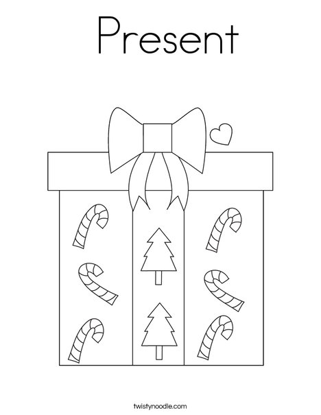 Present Coloring Page - Twisty Noodle