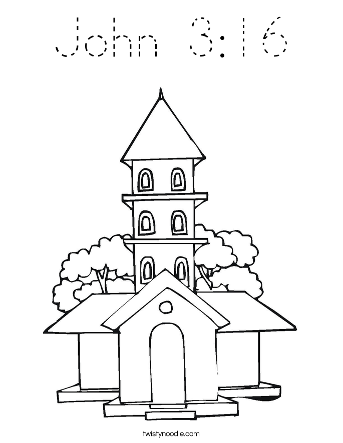 John 3:16 Coloring Page - Tracing - Twisty Noodle