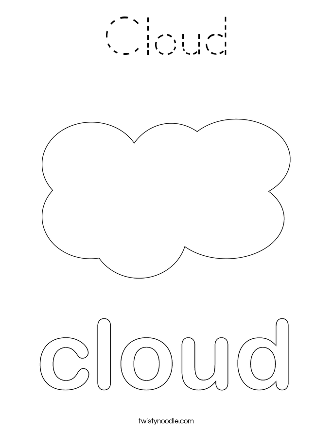 Cloud Coloring Page - Tracing - Twisty Noodle