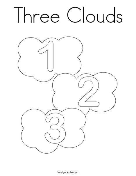 Three Clouds Coloring Page - Twisty Noodle