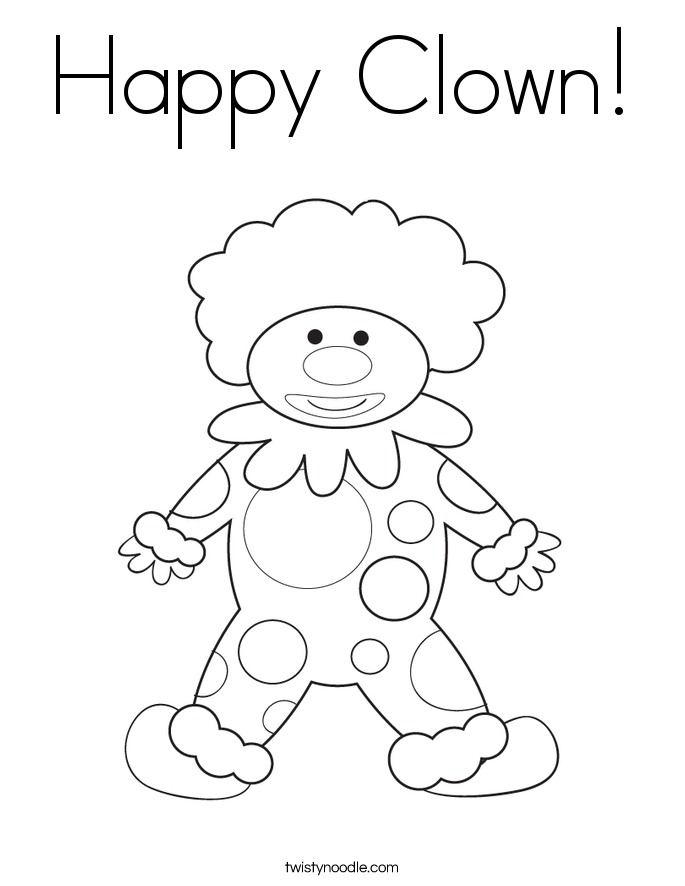 Happy Clown Coloring Page - Twisty Noodle