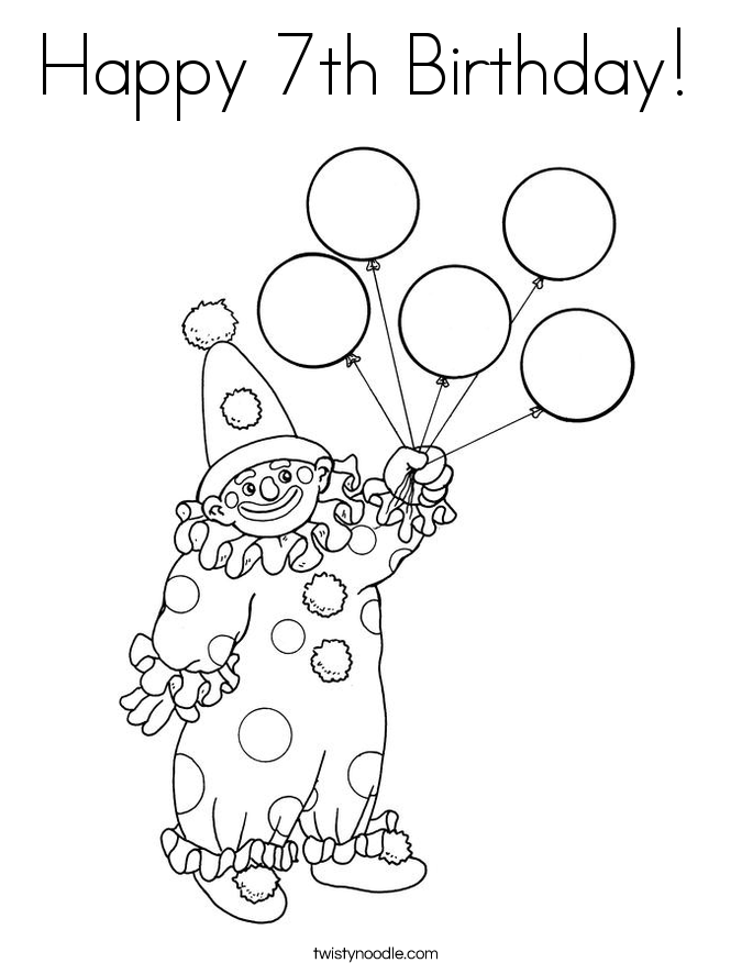 Happy 7th Birthday Coloring Page