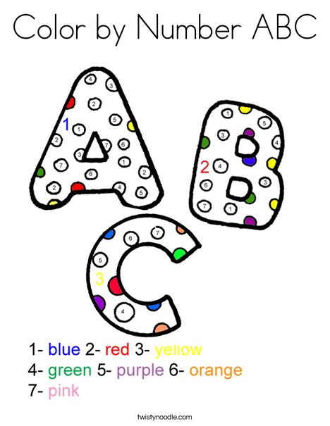 Color by Number ABC Coloring Page - Twisty Noodle Color by Number ABC Coloring Page - Twisty Noodle