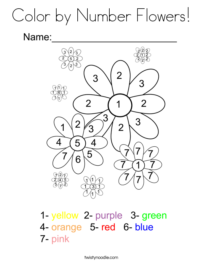 Color By Number Flower Coloring Pages Color by Number Flowers Coloring Page - Twisty Noodle