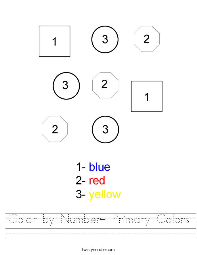 Worksheets Primary Colors Worksheet color by number primary colors worksheet twisty noodle worksheet