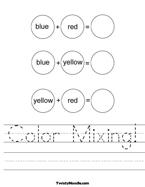 Color Mixing Worksheet