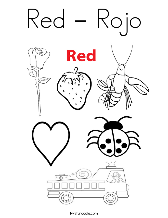 Red - Rojo Coloring Page - Twisty Noodle