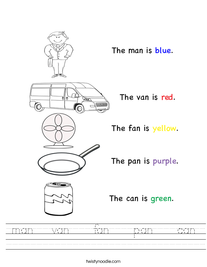 man van fan pan can Worksheet Twisty Noodle