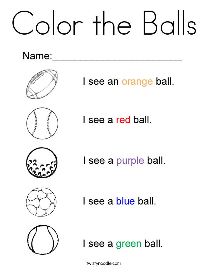 Color the Balls Coloring Page - Twisty Noodle