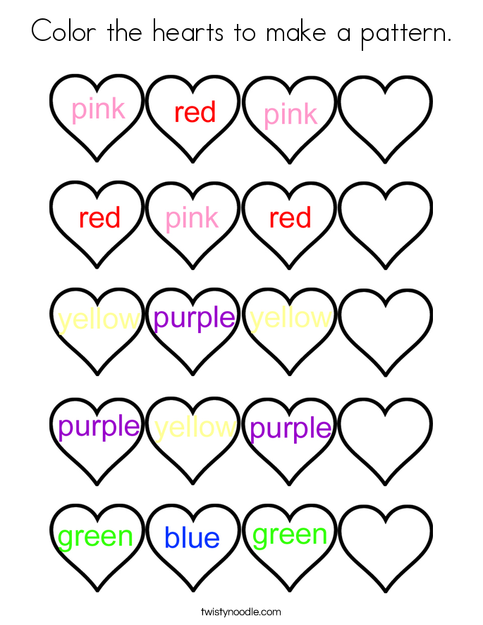 color the hearts to make a pattern coloring page