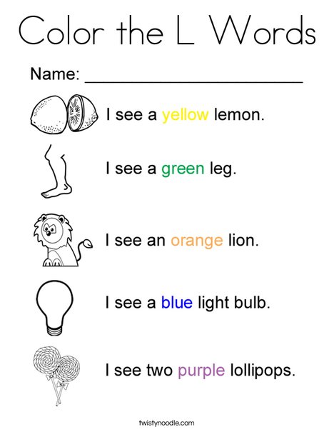 L Pages Coloring Word