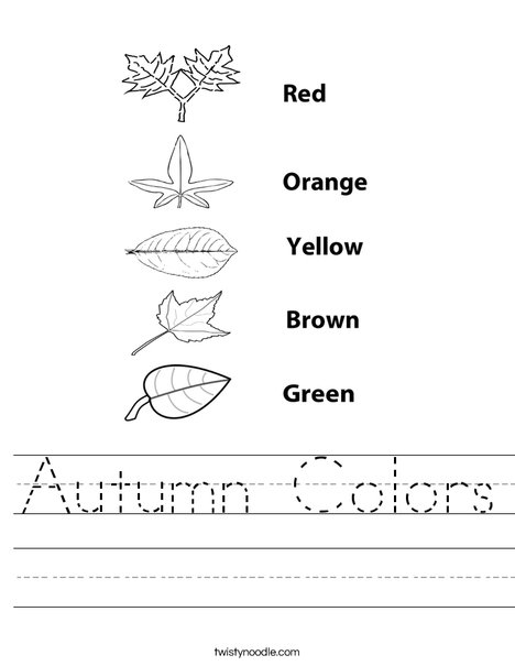 Printables Autumn Worksheets autumn colors worksheet twisty noodle worksheet