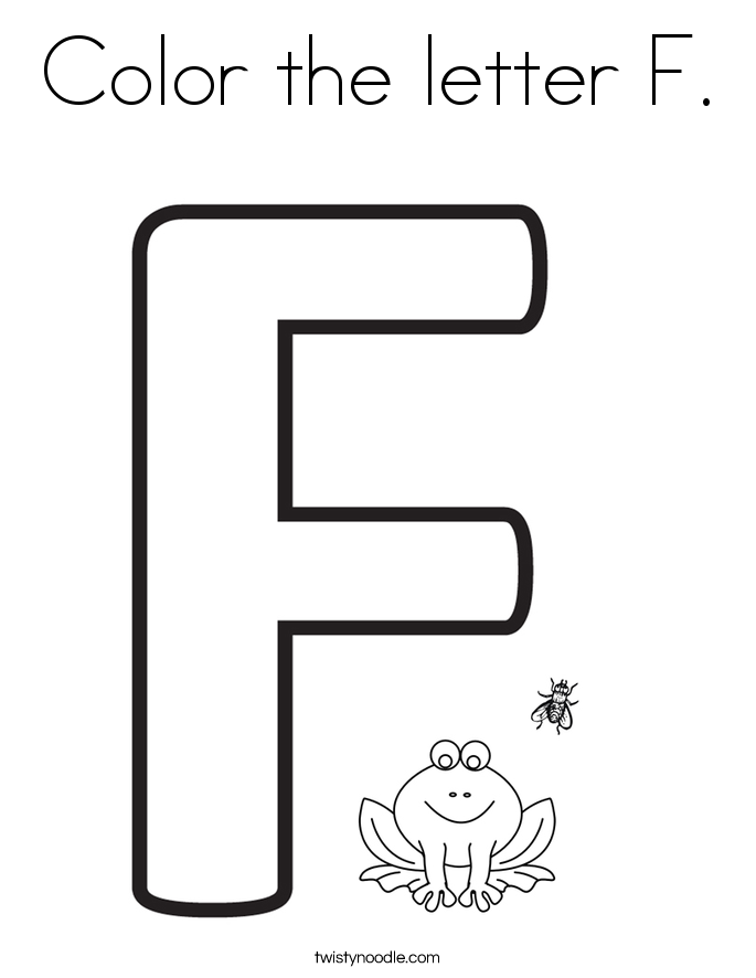 Color the letter F Coloring Page Twisty Noodle