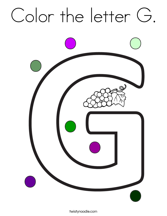 Color the letter G Coloring Page - Twisty Noodle