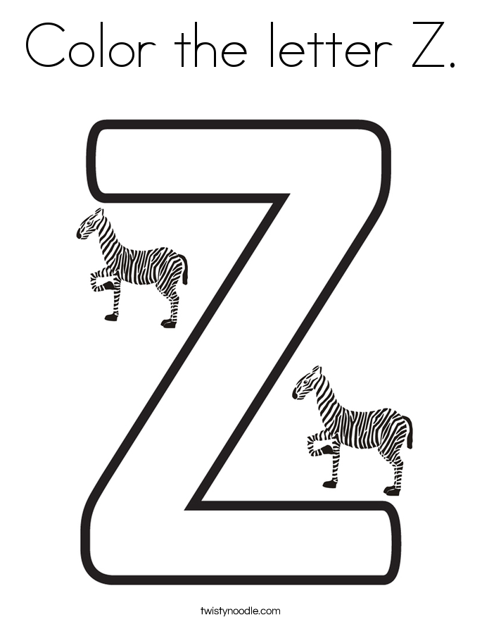 Color the letter Z Coloring Page - Twisty Noodle