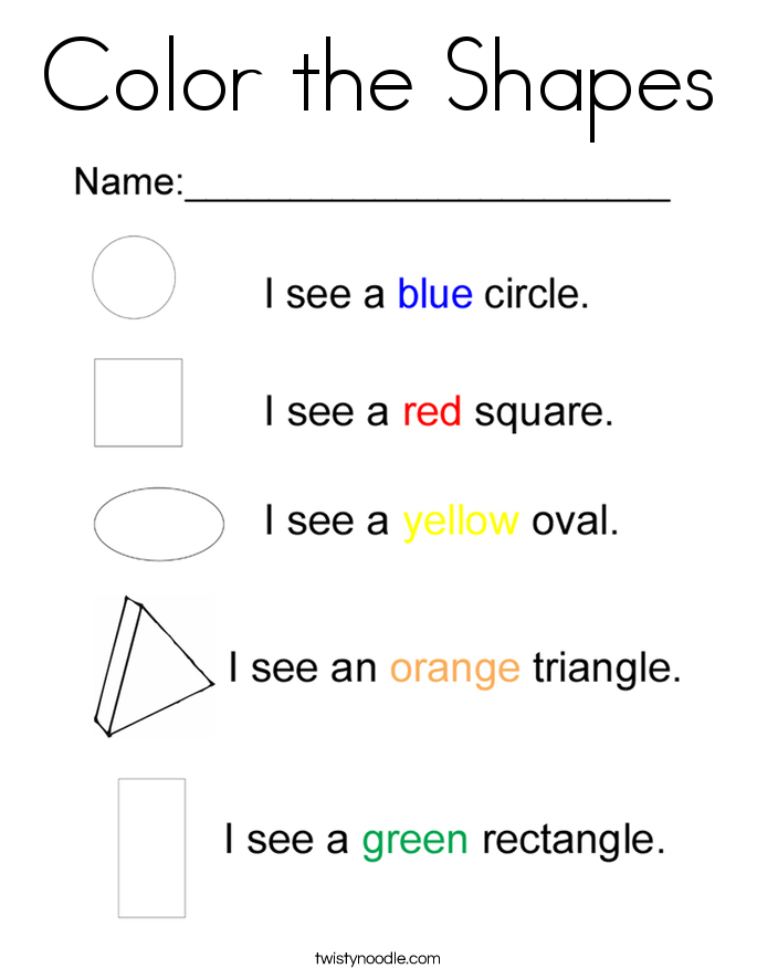 Color The Shapes Coloring Page Twisty Noodle Color The Shapes Coloring Page Twisty Noodle