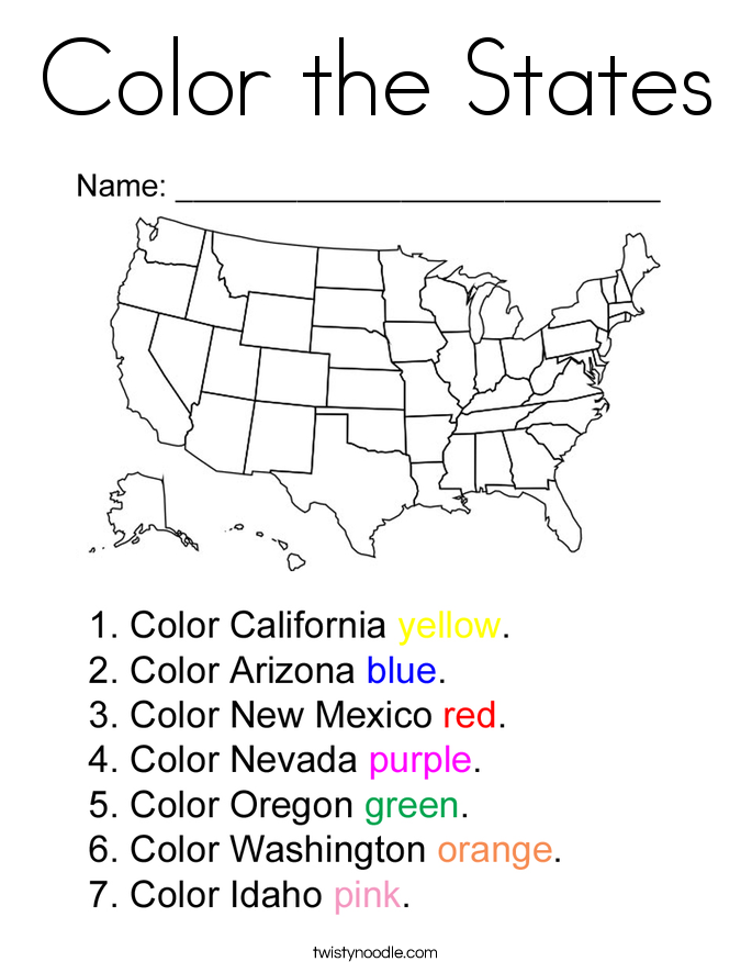 color the states coloring page twisty noodle