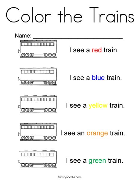 color the trains coloring page