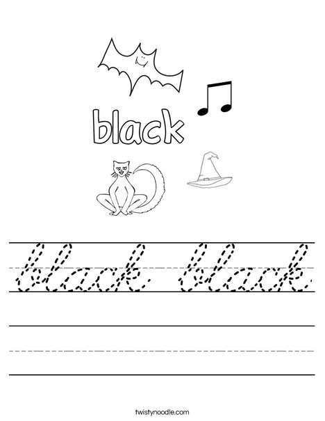 black black Worksheet - Cursive - Twisty Noodle